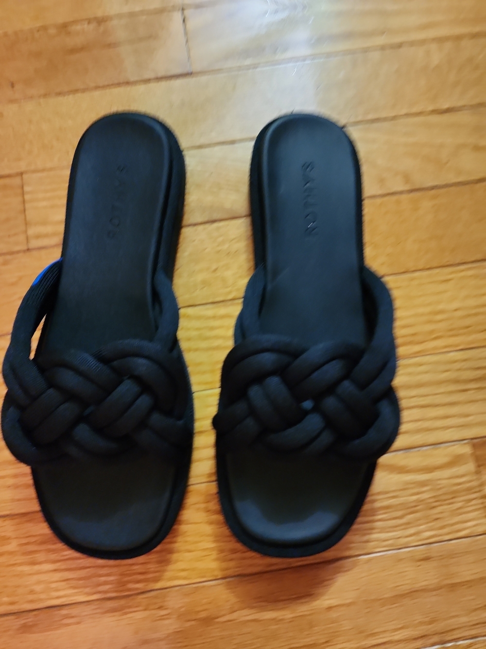 Rothy's The Summer Black Braided Slide Sandals - Women's